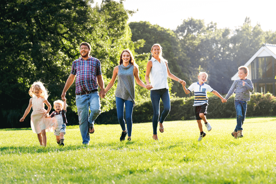 Happy Family Running